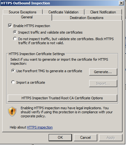 Microsoft Forefront Threat Management Gateway legal warning.